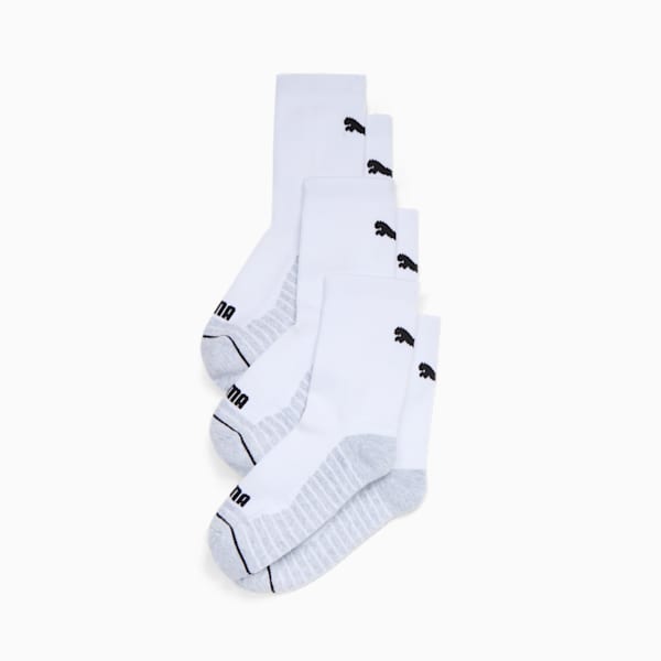 Big Kids' Low Crew Socks [3 Pairs], WHITE / BLACK, extralarge